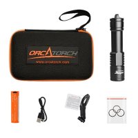 OrcaTorch - D520 - Tauchlampe Set mit Drehschalter, 2 Akkus, max. 1000 Lumen Blau