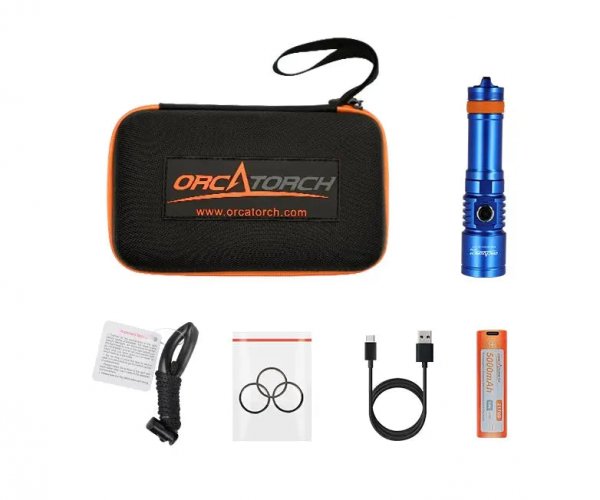 Orca Torch - D710 - Kompakte Tauchlampe - max. 3000 Lumen Blau
